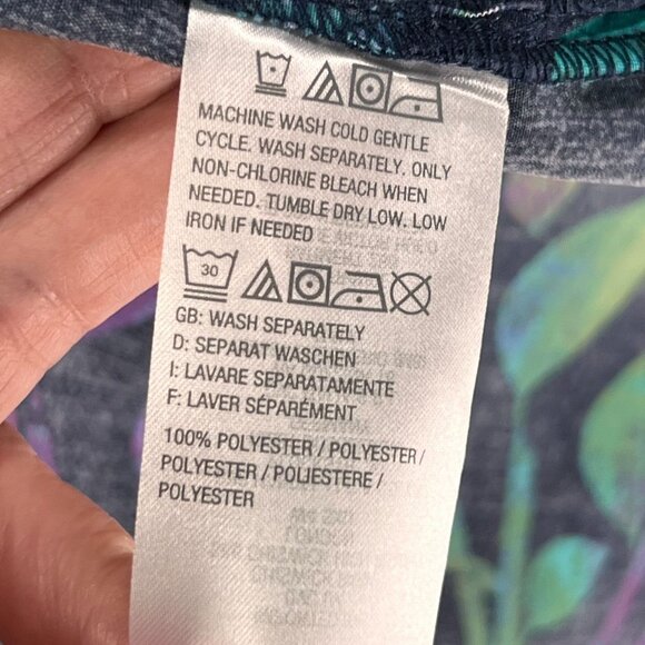 D & Co Button Up Shirt Multicolor Leaf Print Long Sleeve Large Denim Co Roll Tab - Picture 11 of 14